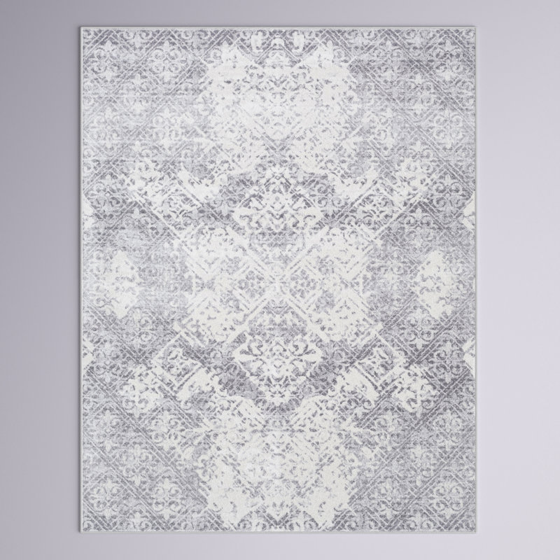 Shyann Abstract Gray Area Rug, Rectangle 9' x 12'3"