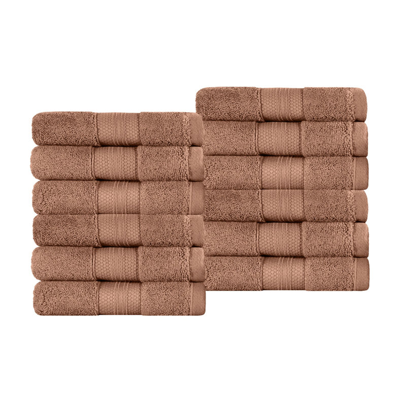 Finnian Plush Heavyweight, 100% Turkish Towel Collection, Taupe, Washcloths - 12 Pack