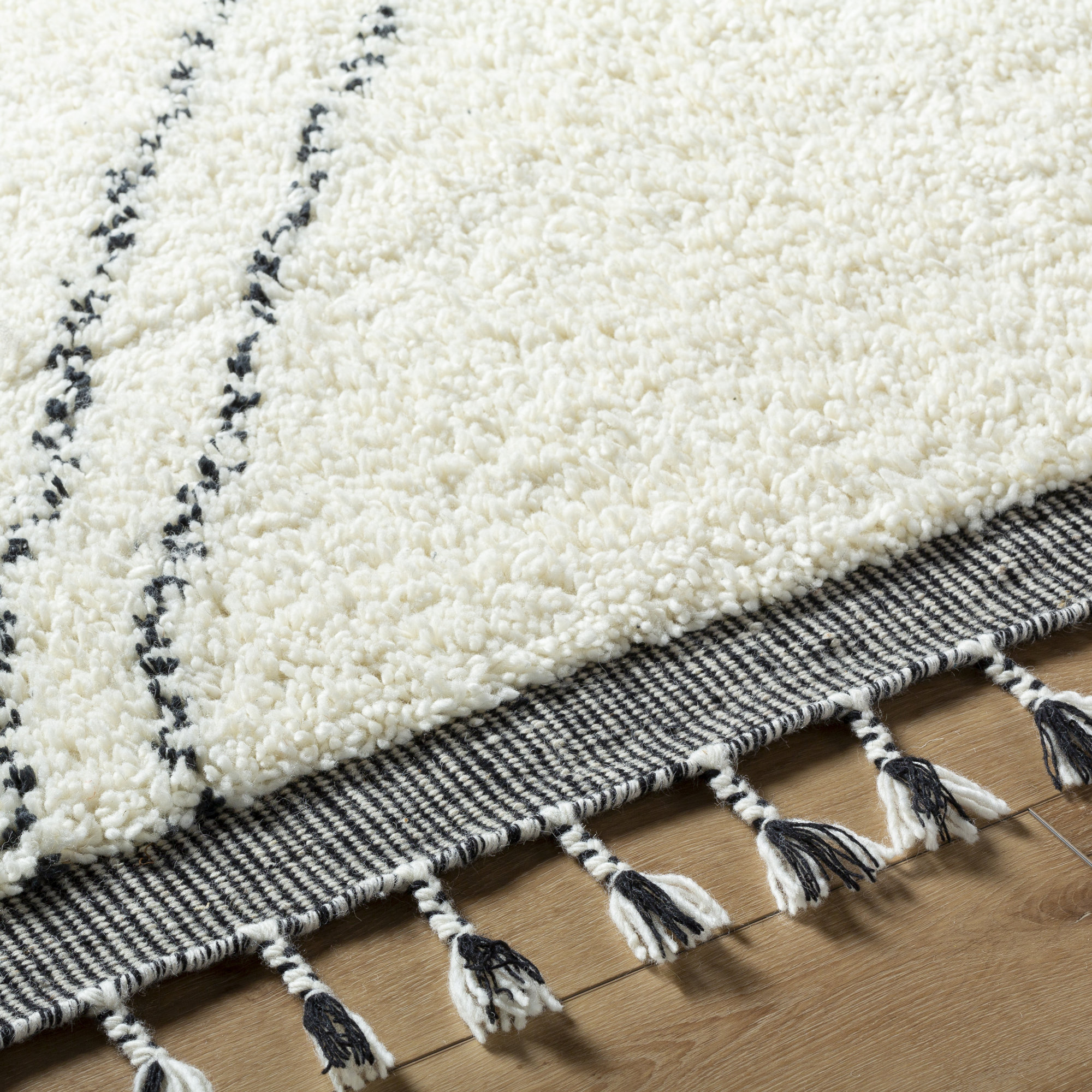 Meti Handmade Wool White Rug, Rectangle 8' x 10'