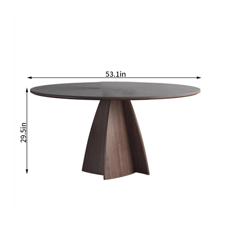 Shirin Round Solid Wood Base Dining Table, 29.5"H x 53.1"L x 53.1"W