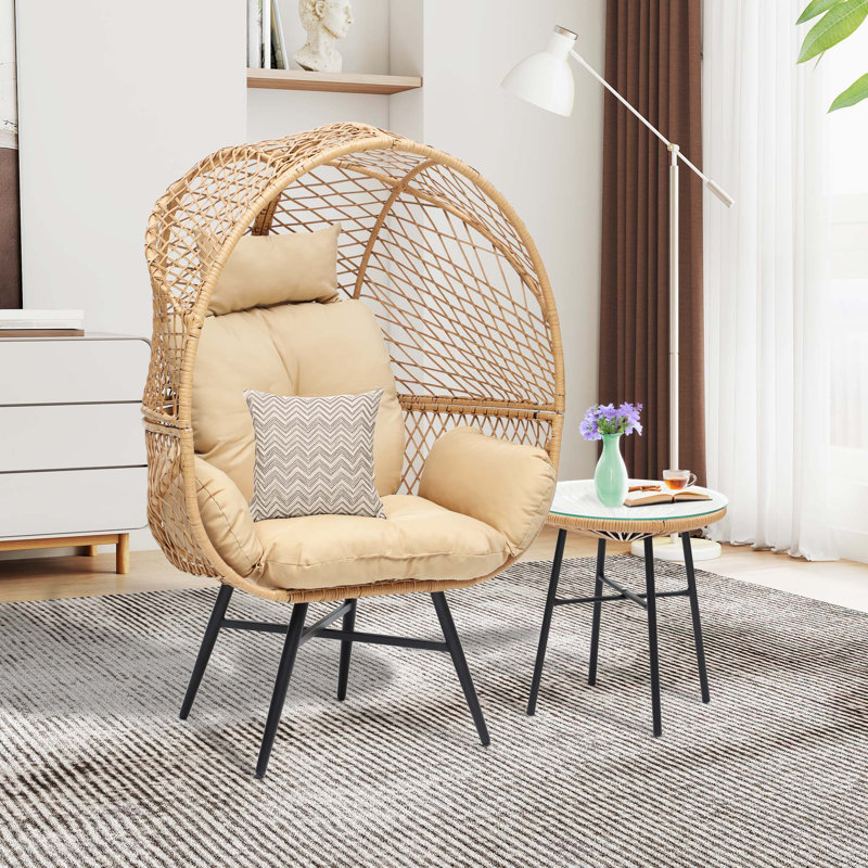 Chaise Egg avec table de bout, Jaune