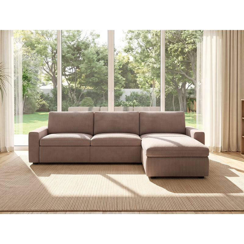 Canapé modulaire rembourré 4 pièces Milred, Velours côtelé brun