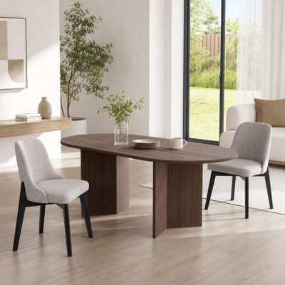 Tables de cuisine ovales en noyer de 79 po avec 2 chaises de salle à manger Daryl