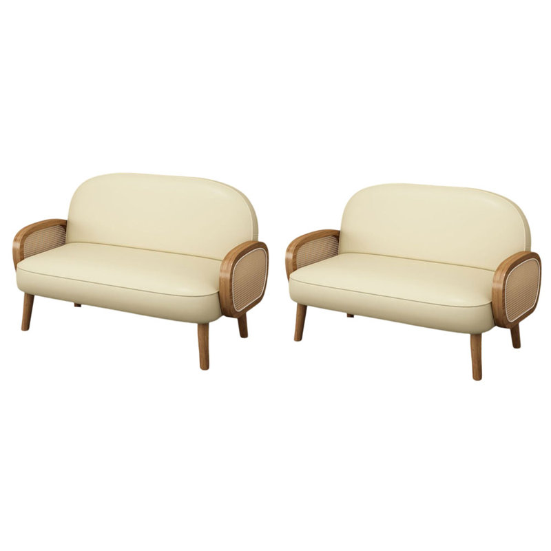 Banc rembourré en similicuir simple et pratique, Blanc cassé