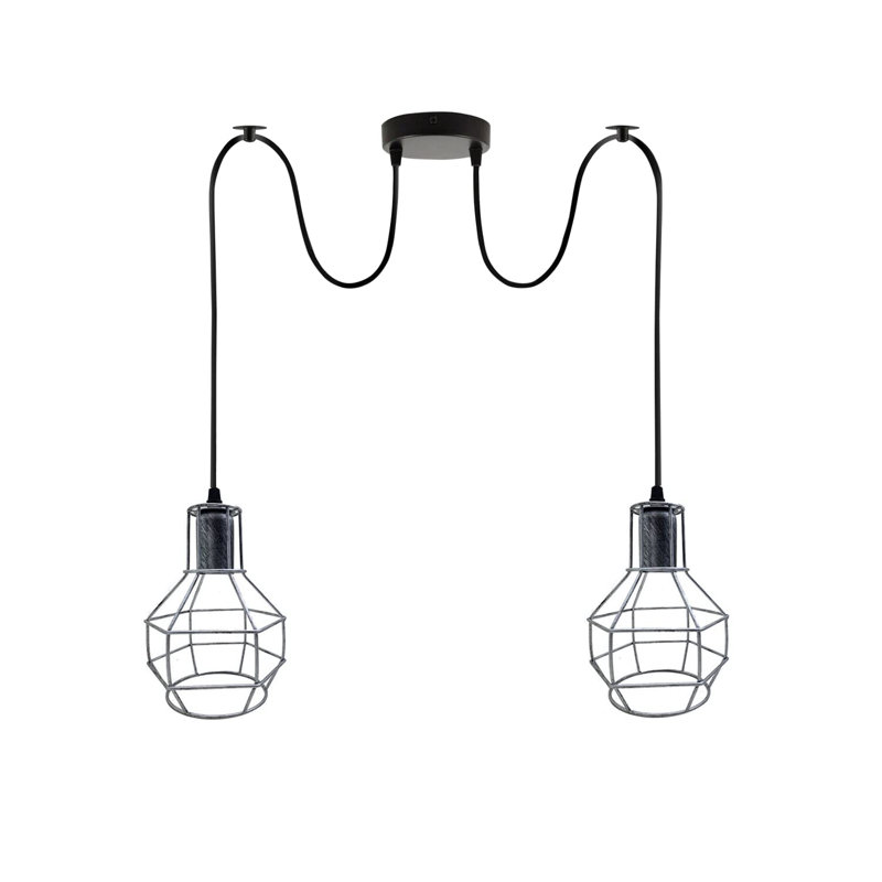 2 - Light Brushed Silver Cluster Pendant