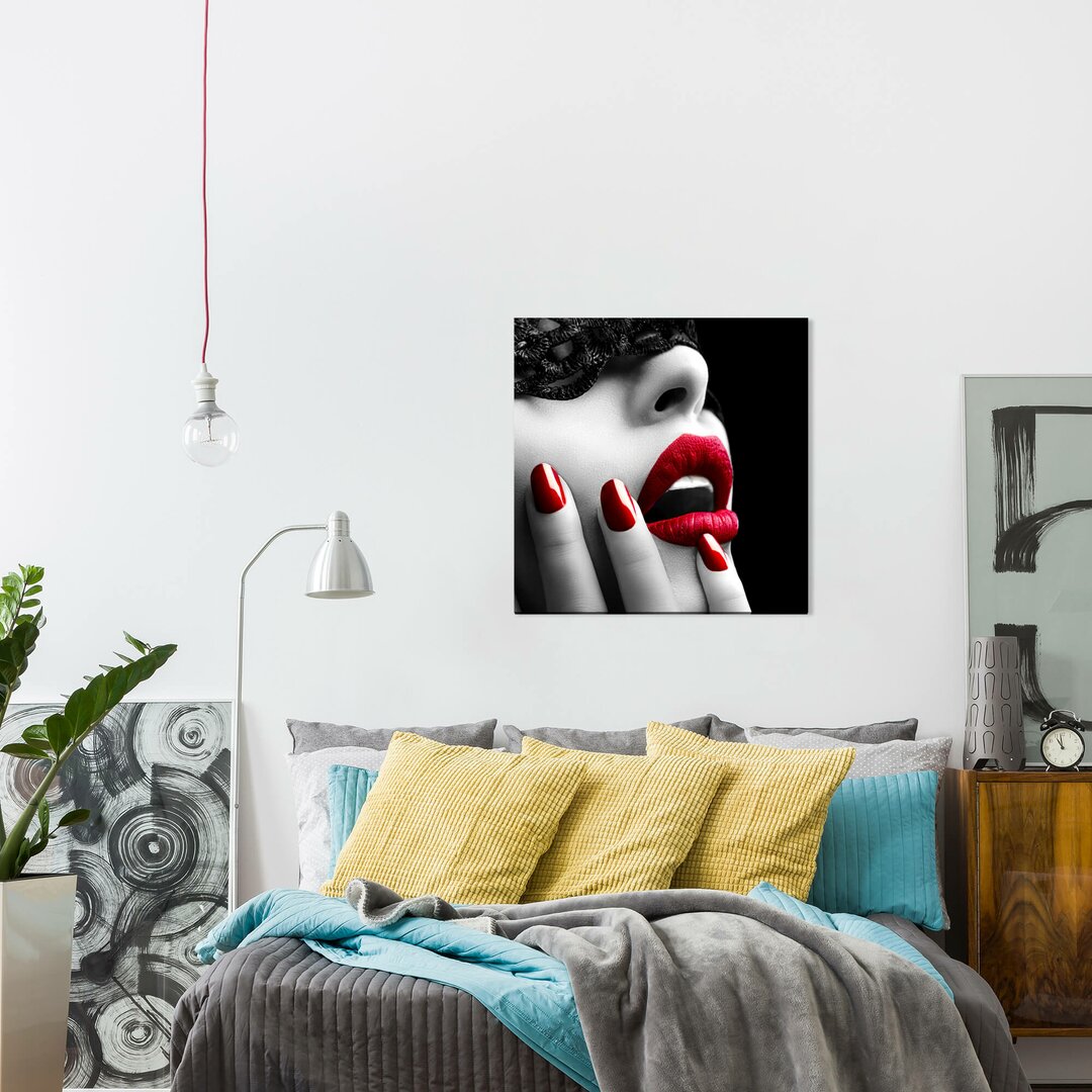 Leinwandbild Frau mit roten Lippen