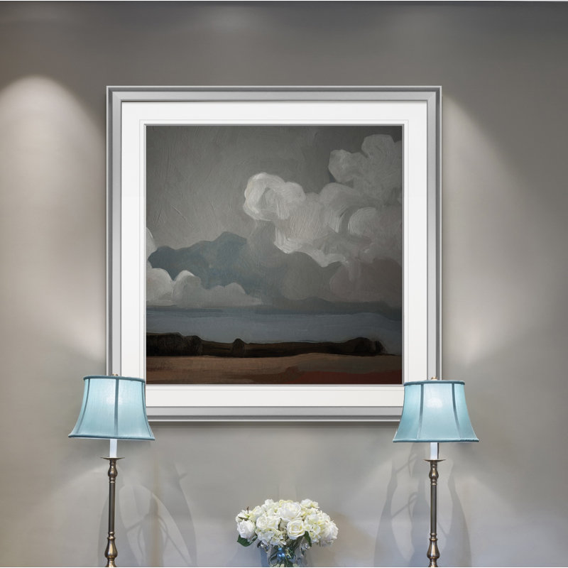 « cloud formation ii », peinture, H 24 po x l 24 po x P 1,5 po, Encadrement argenté
