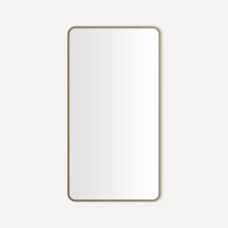 Miroir rond en métal, H 44,25 po x l 23,25 po, Laiton vieilli