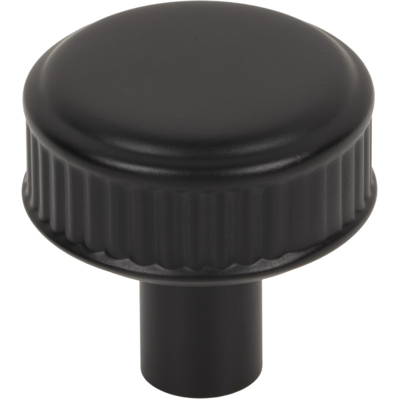 Elland 1 1/4" Length Round Knob, Flat Black