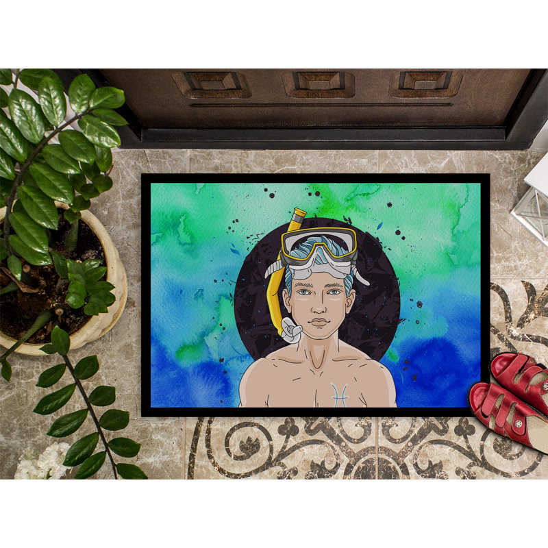 Enseigne 36 po x 24 po poissons zodiac tapis de porte extérieur antidérapant