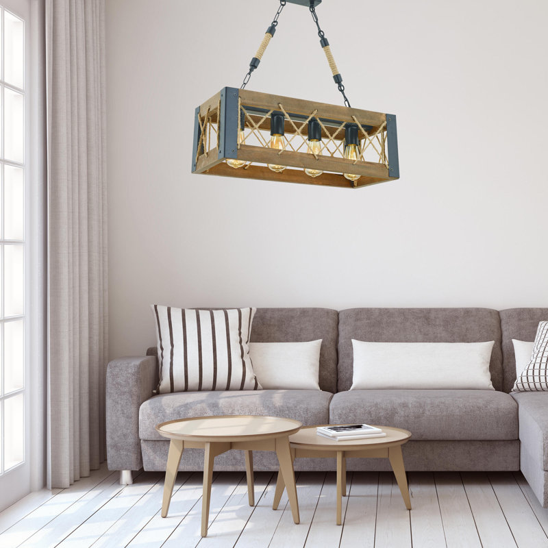 Mcwilliams 4 - Light Walnut/Black Square/Rectangle Pendant