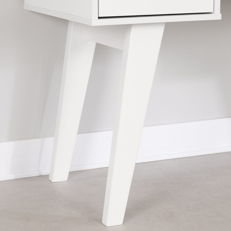 White Scandinavian Computer Desk with Power Outlet and USB Ports