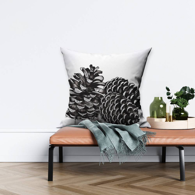 Three small pine cones - 26"x26" Throw pillow - Poly twill - Print on demand, Polyester/Polyfill, 26" H x 26" W