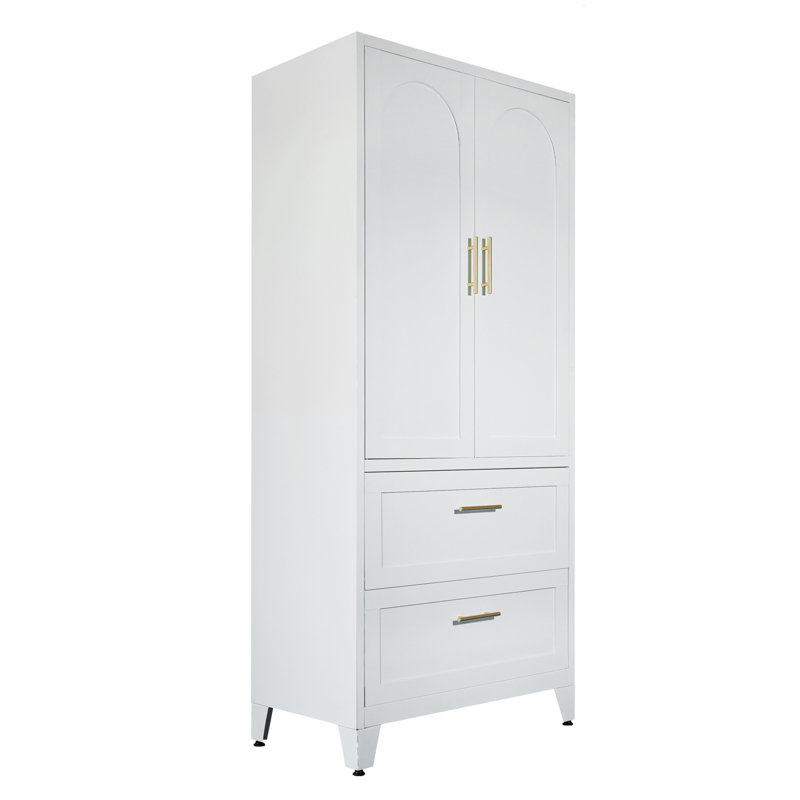 Armoire-penderie 2 portes 2 tiroirs en acier