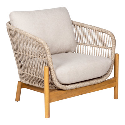  Fauteuil club d'extérieur Portofino - corde naturelle et bois d'acacia