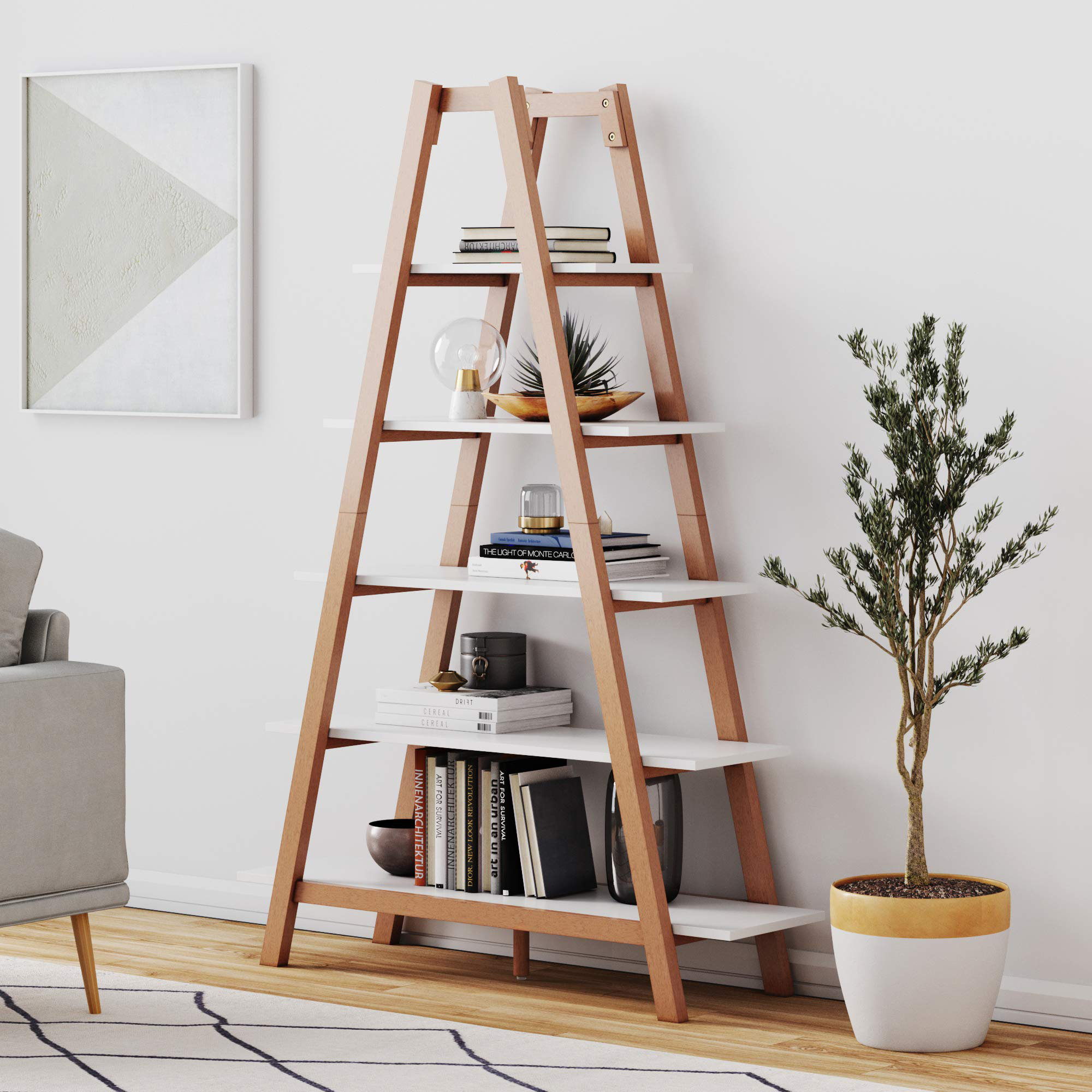 Latitude Run® 5Shelf Ladder Bookcase, Display Or Decorative Storage