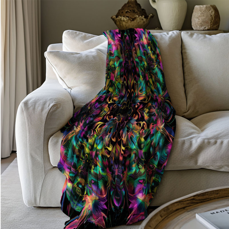 Couverture psychédélique 1 pièce Sherpa Premium, L 80 po x l 60 po