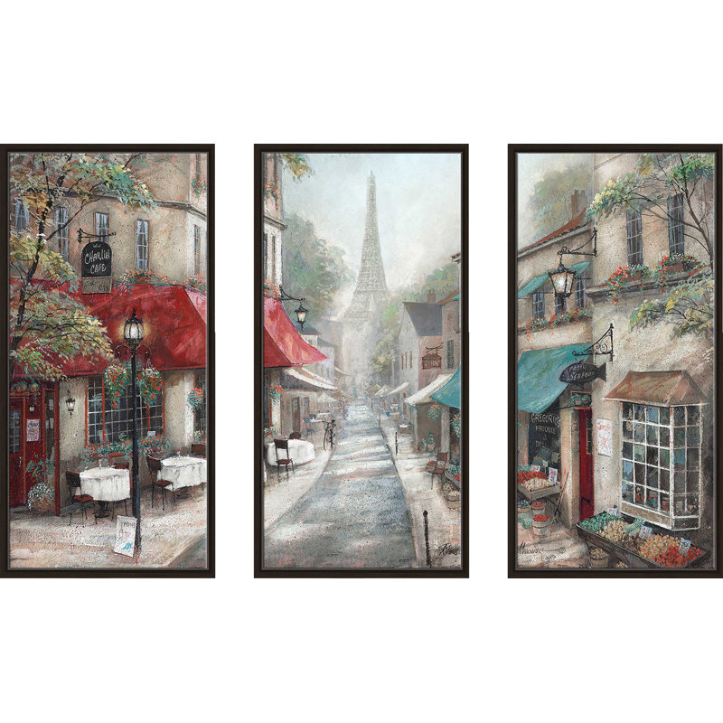 «Eiffel View From Charlie's Café» par Ruane Manning, reproduction de 3 pièces sur toile flottante