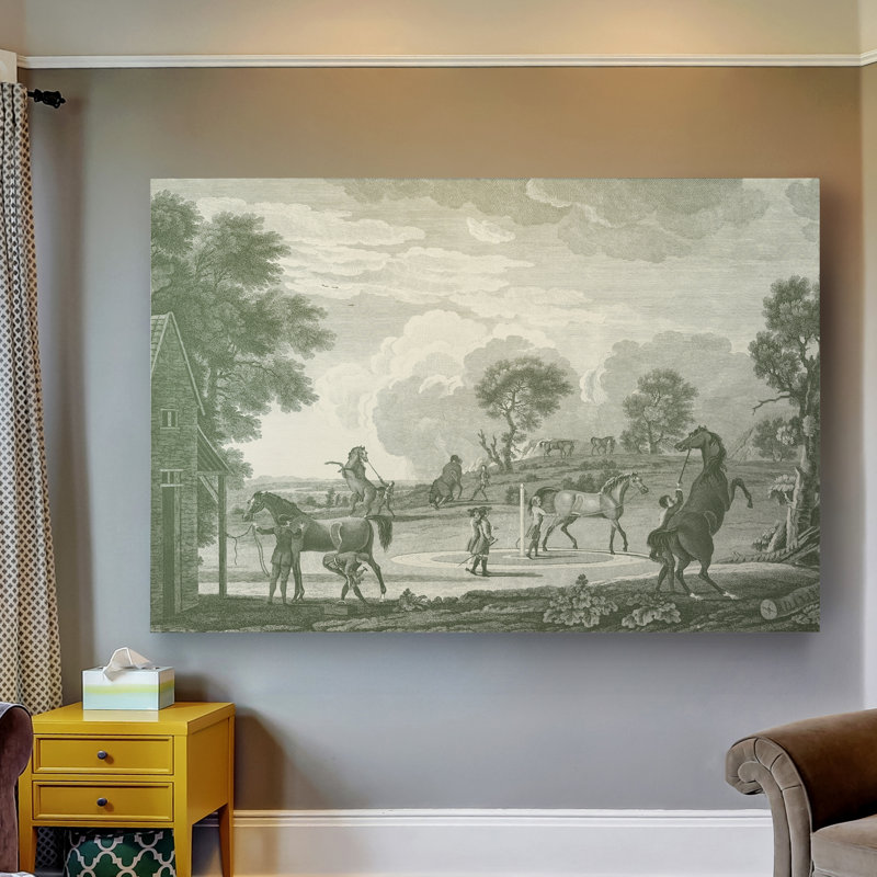 « équestres scenes ii », reproduction sur toile, H 27 po x l 18 po x P 1 po, Toile tendue