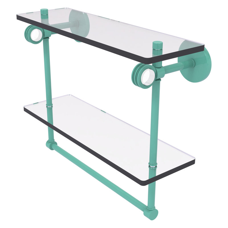 Tablette flottante 2 pièces avec barre à serviettes Clearview, H 12,8 po x l 16 po x P 5,6 po, Vert écume de mer