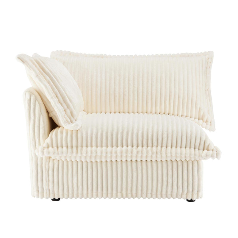 Canapé Koala LSF avec 1 coussin - crème, Velours côtelé crème