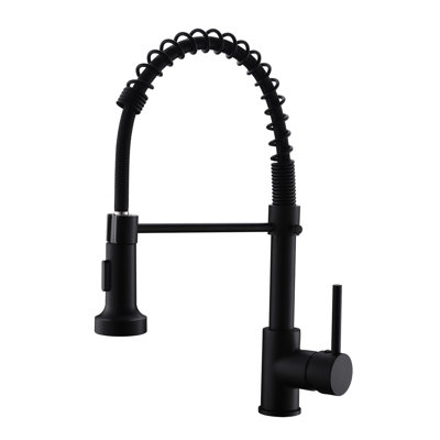 Black Kitchen Faucet With Pull Down - Construction, Corrosion Resistance, Stream And Spray Settings Single Handle Leak- Design, , 360 Degree Rotation