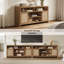 Meuble télé moderne en rotin de 63 po de largeur avec armoire de rangement et tablettes réglables, meuble audio-vidéo pour salon, chambre à coucher-1600740273