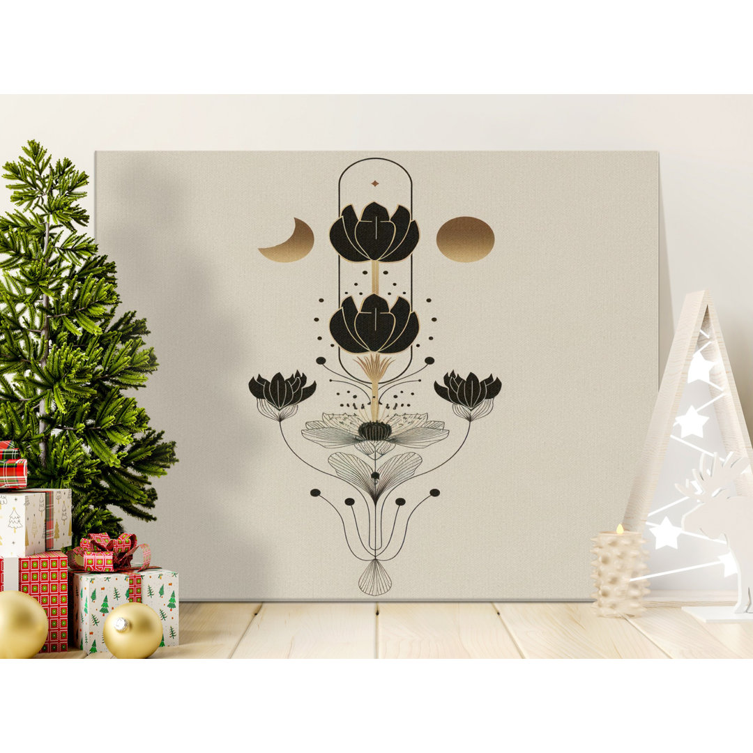 Mystical Botanical Gold Flower Canvas