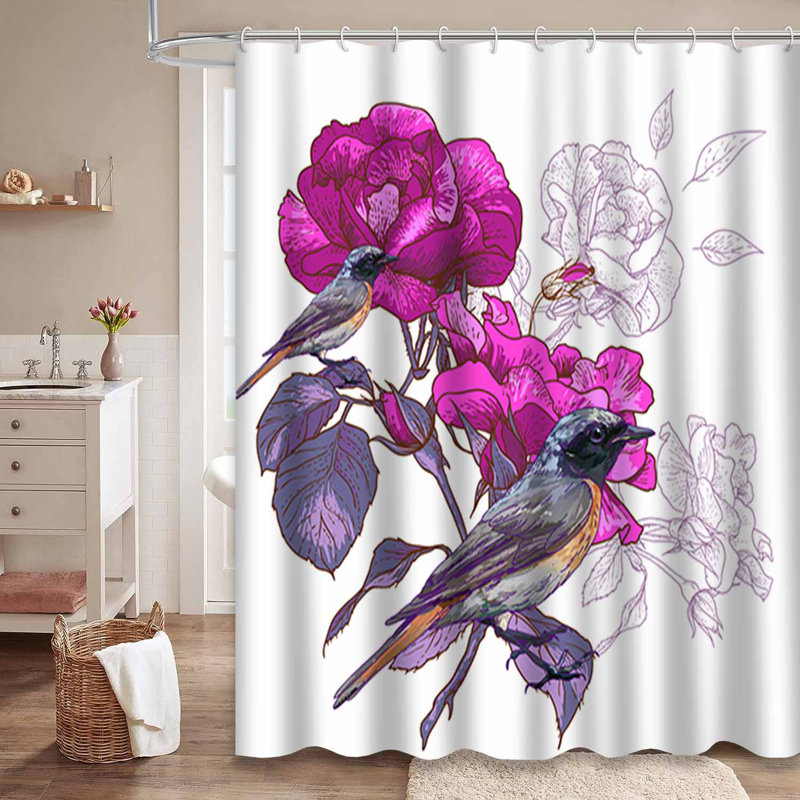 Rideau de douche imperméable à motif floral Vintage avec 12 crochets, L 72 po x l 78 po