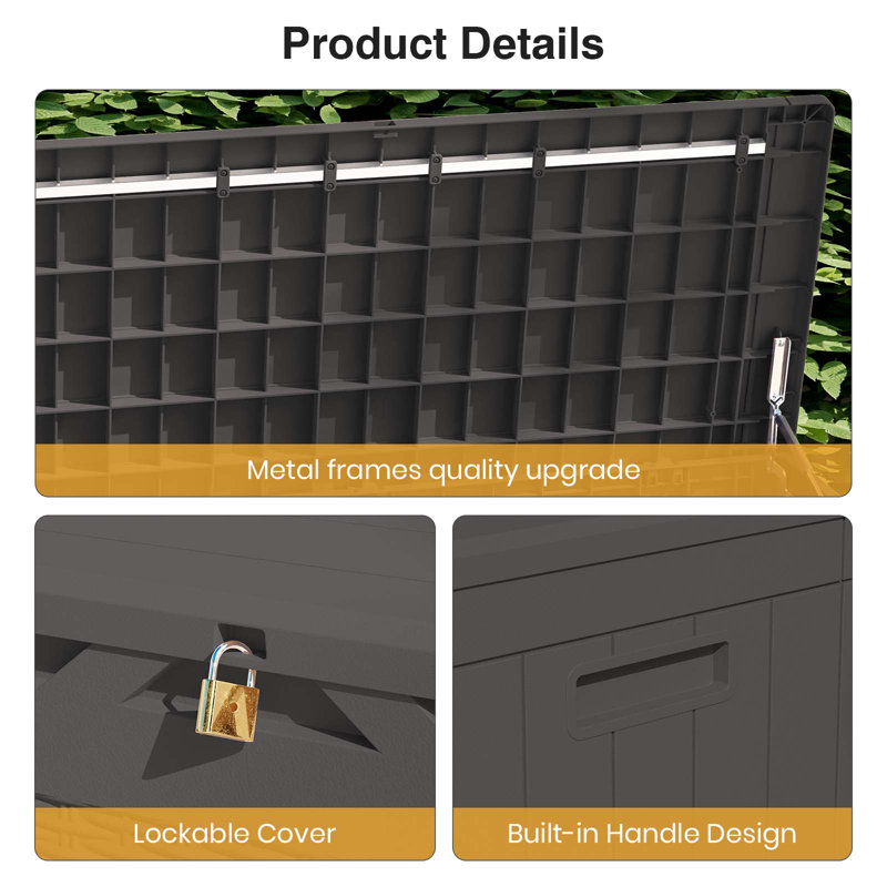 Black Polypropylene Wicker Lockable Deck Box, 100 Gallon