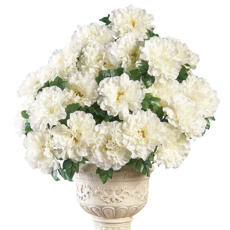Pièce maîtresse de Zinnia artificielle en pot, Blanc