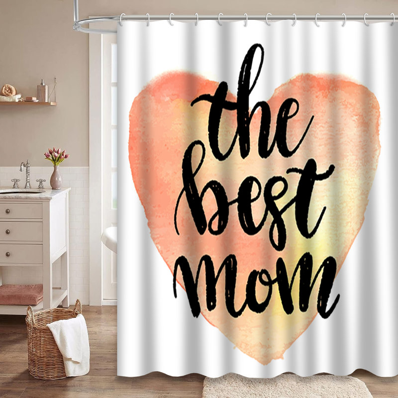 Rideau de douche à encre noire avec 12 crochets Best Mom, L 72 po x l 72 po