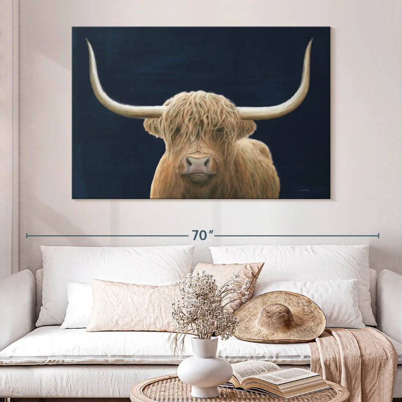 Vache Brampt Highland bleu marine, H 34 po x l 51 po