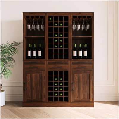 Bar à vin brun modulaire couleur noyer 32