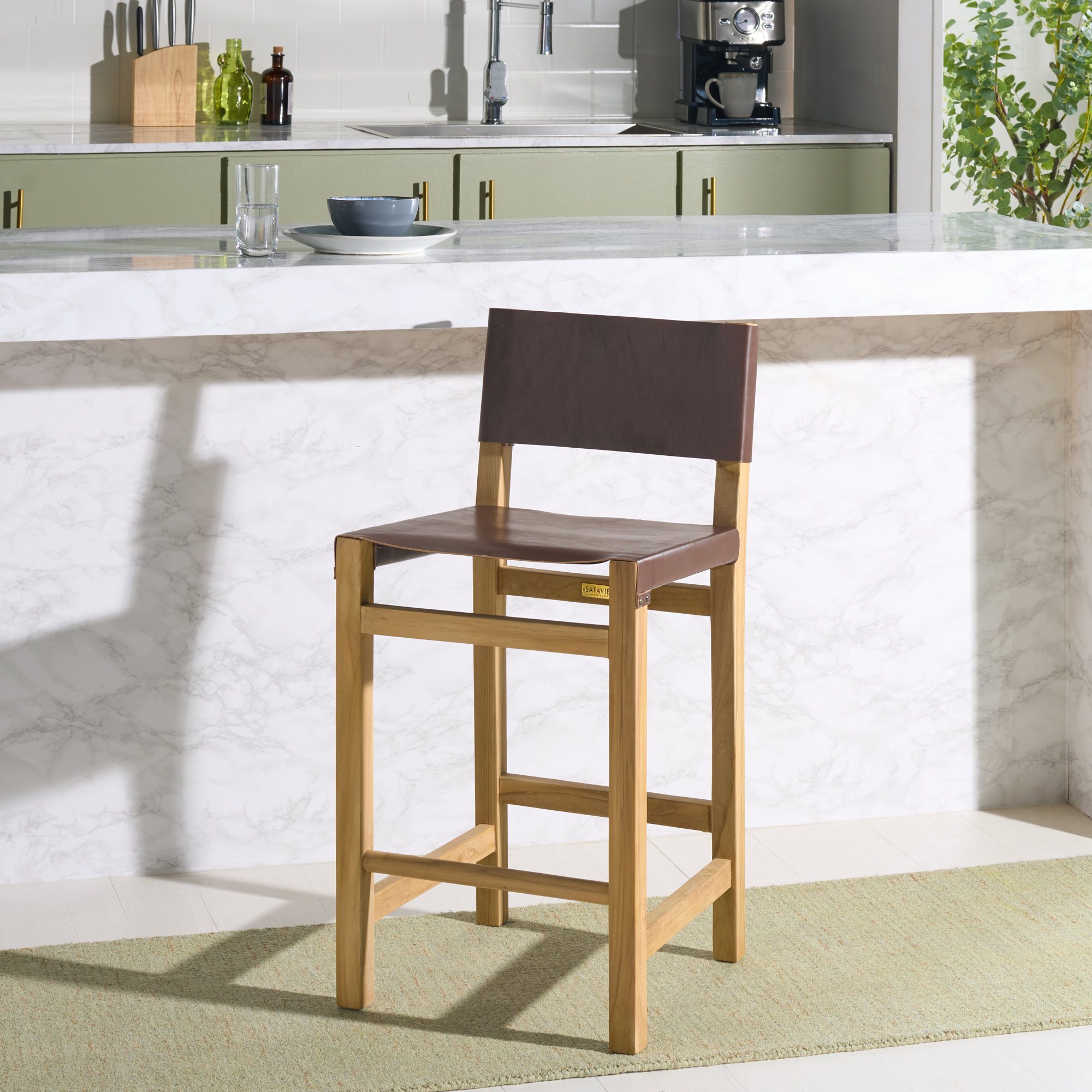 Chanler Counter Stool, Cognac Faux Leather