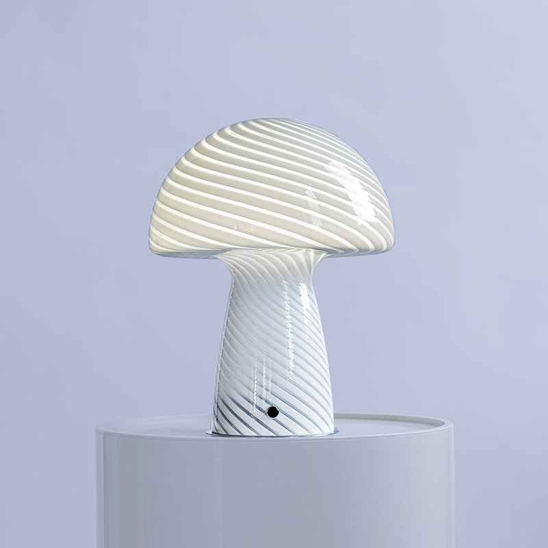 Glass Mushroom Table Lamp, Large Close Top, Butter, White
