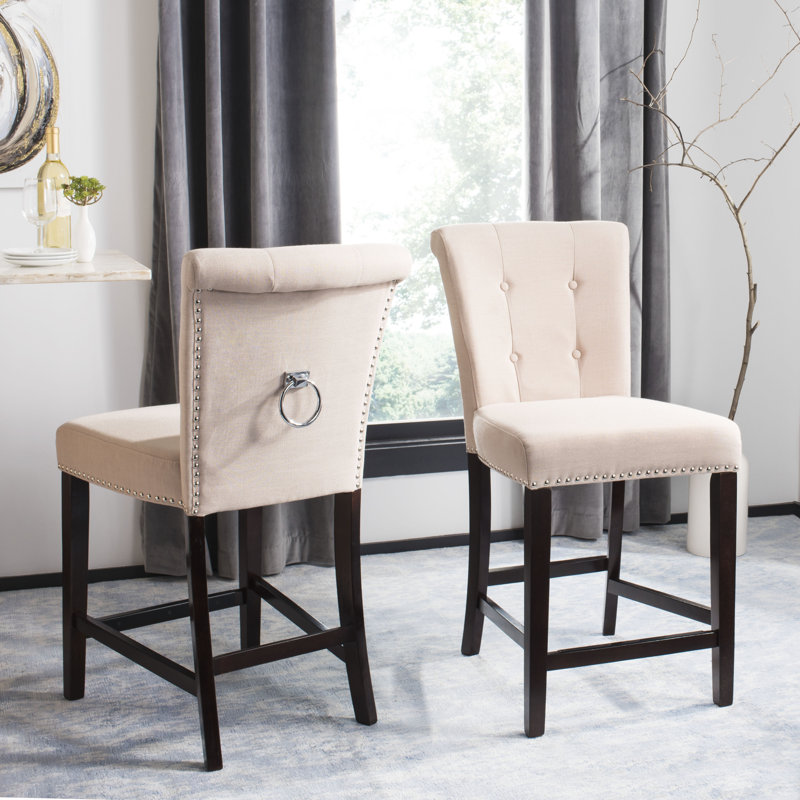 Landes Upholstered Counter Stool, Beige, Counter Stool (26" Seat Height)