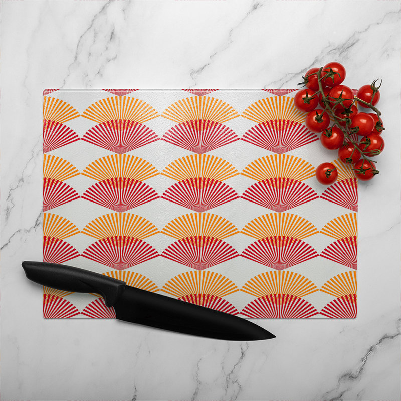 Geometric Sea Shells Glass Chopping Board