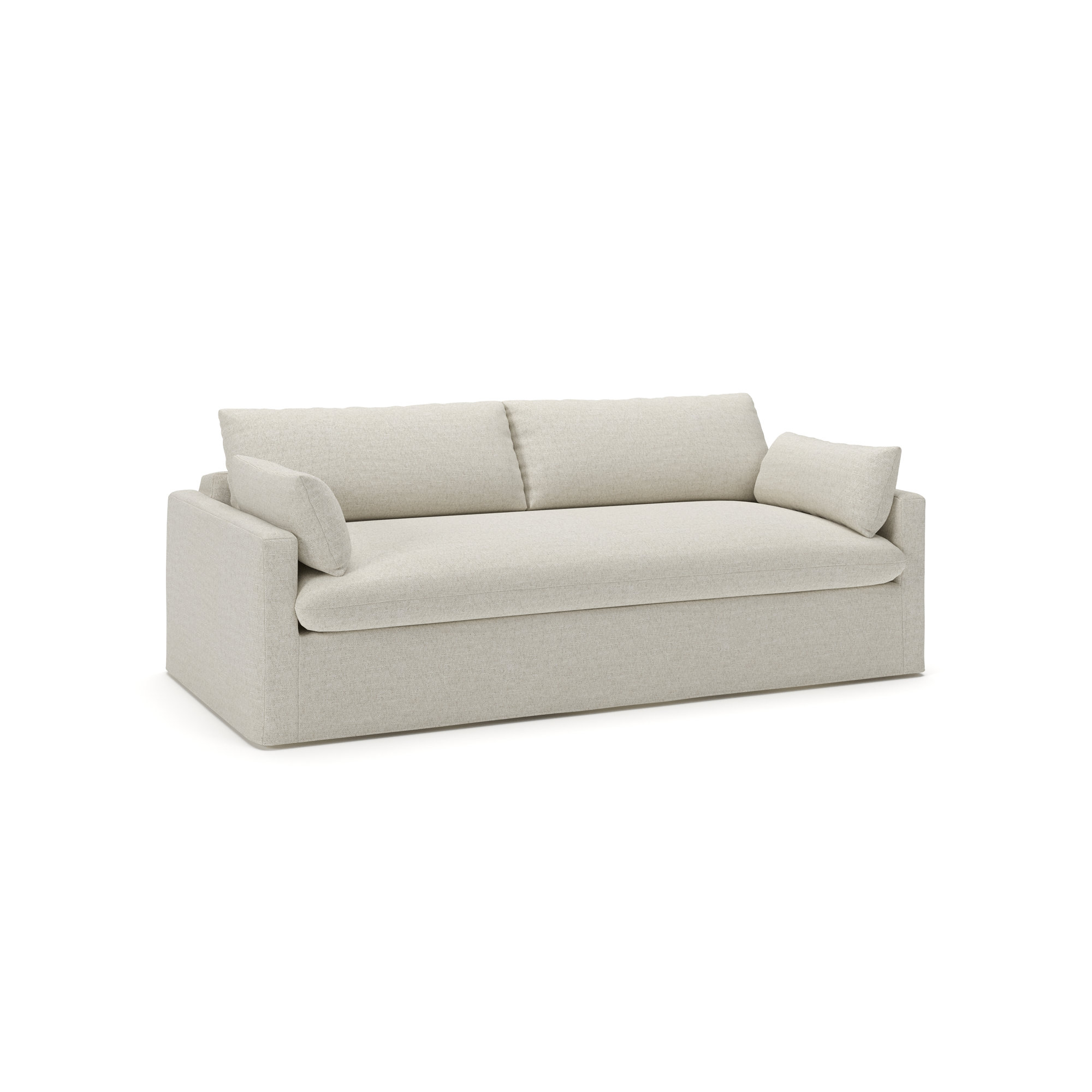 Luna Slipcovered Queen Sleeper Sofa, Macarena Light Gray Canvas