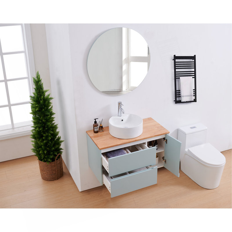 Miroir de salle de bain 80 cm, miroir rond, fixation murale