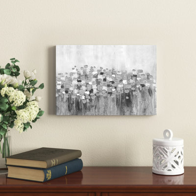 «Grayscale Paint Abstract Flower Field», reproduction d'art sur toile tendue