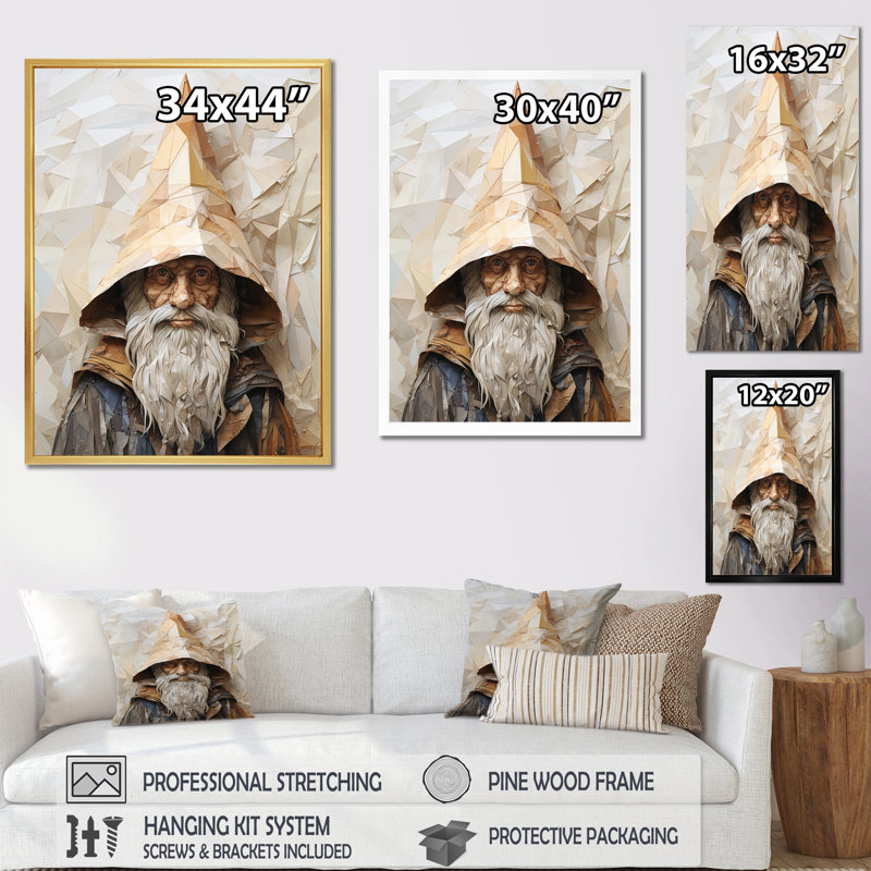 «Fantasy Fairy Dwarfs Portrait III», reproduction sur toile, Cadre doré simple, H 32 po x l 16 po x P 1 po