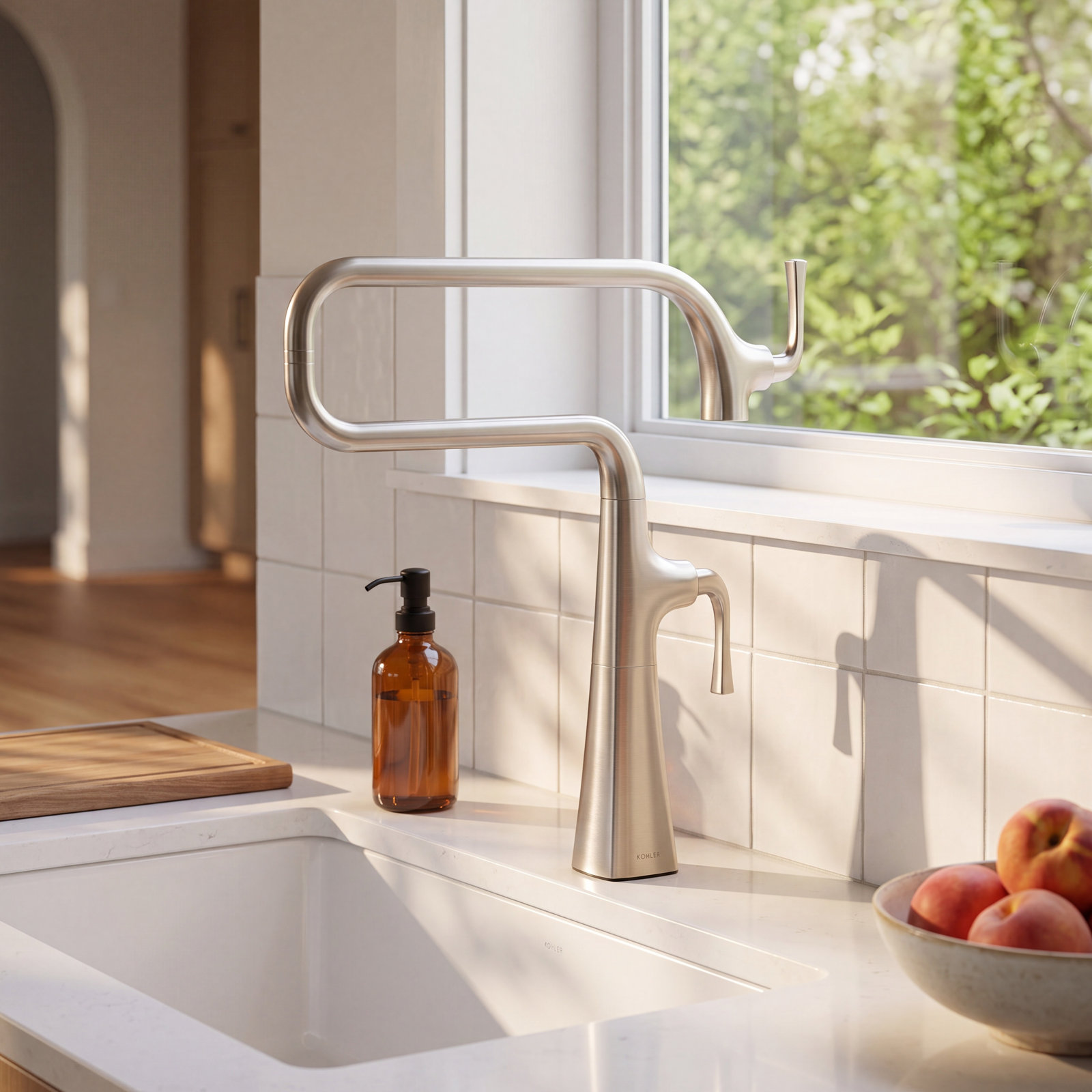 Graze Deck-Mount Pot Filler Faucet, Vibrant Stainless