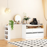 Ballal 4 Drawer Convertible Vanity Table with Side Shelves