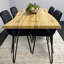 Wooden Dining Table and 4 Velvet Chairs - Stylish Dining Room Furniture-536578835-506185431