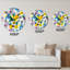 Jaune jaune, bleu et mauve chaos - horloge murale à motifs-688644993