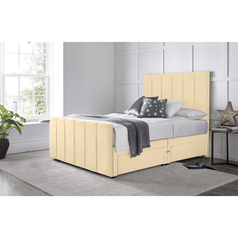 Cadebrooke Divan Bed with 54" Floorstanding Headboard, Cream, Kingsize (5'), 2 Right Drawers