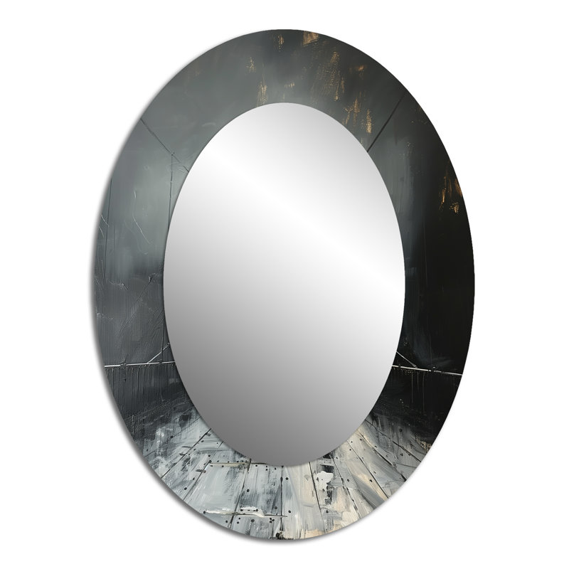 Miroir mural gris et blanc gris hivernal suspendu, 40 po x 30 po