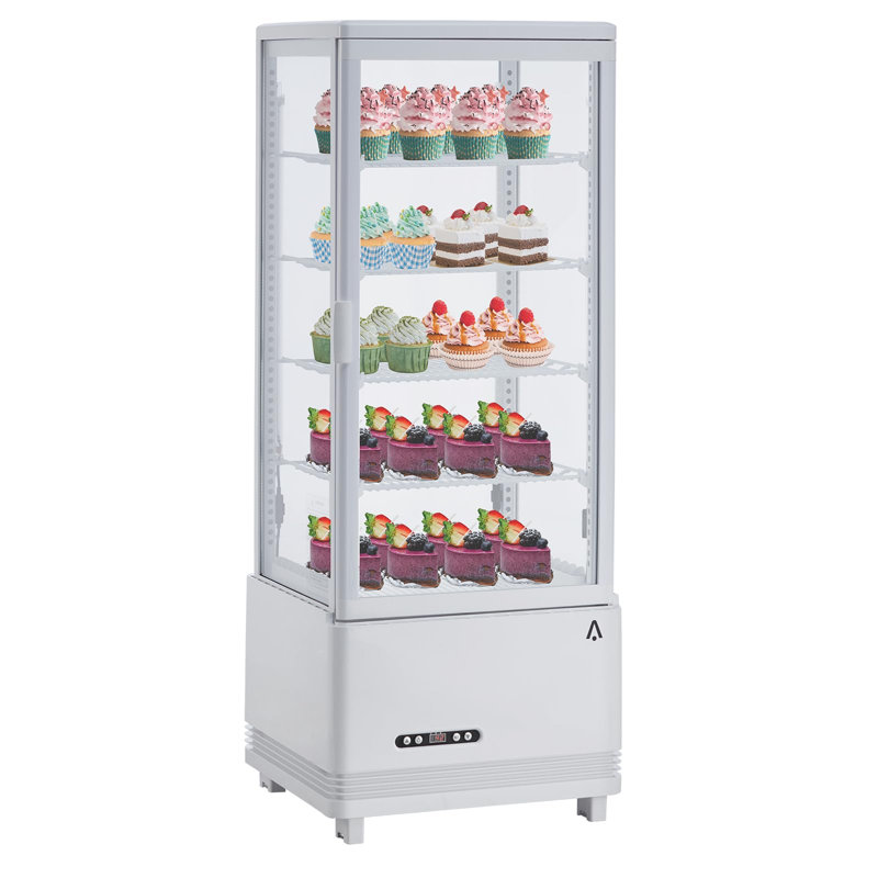 Commercial Display Refrigerator - 3.46 Cu.Ft. Countertop Pastry Display, Upright Beverage Merchandiser, Adjustable Shelves