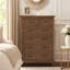Commode haute Henry, bois d'acacia brun moka, 6 tiroirs